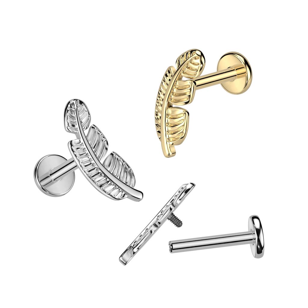Titanium labret met blaadje