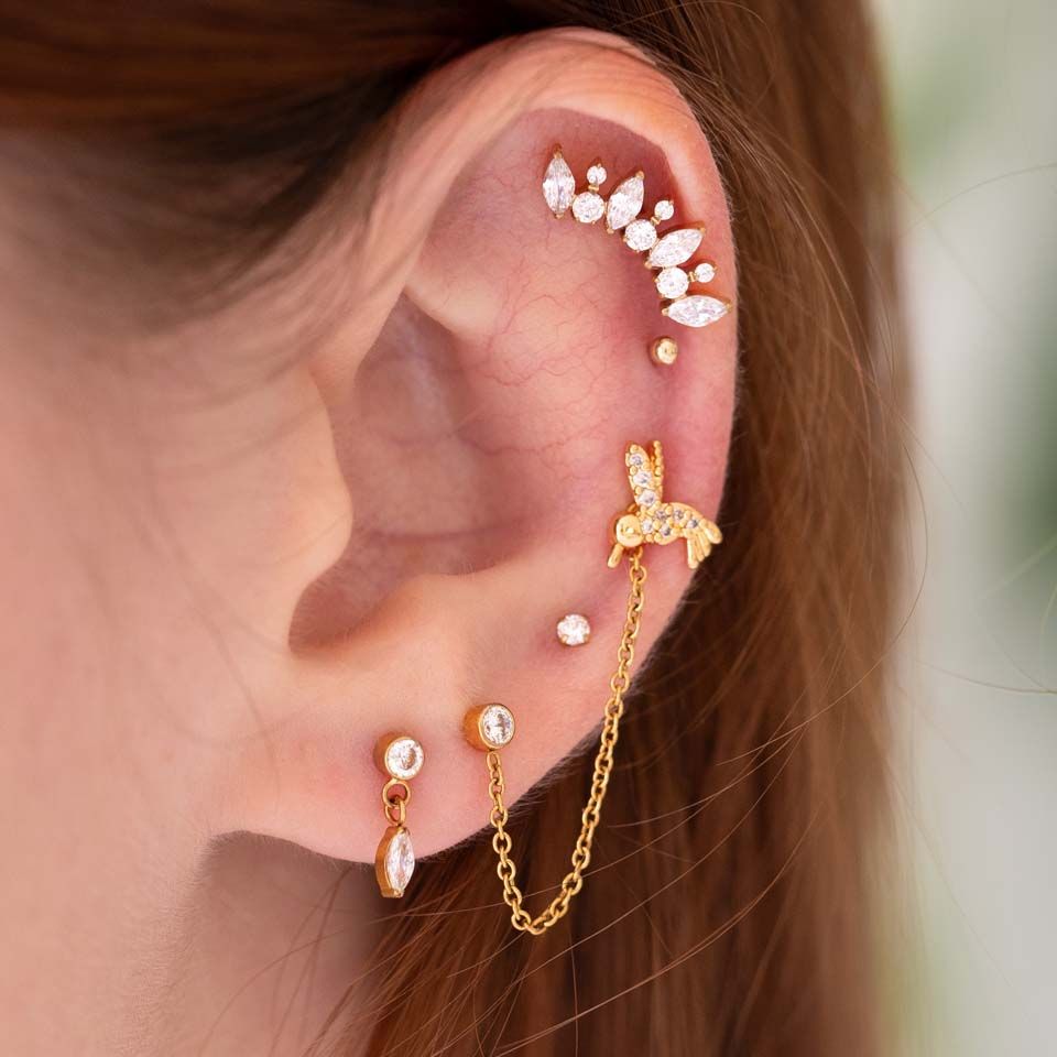 Kolibrie labret met steentjes