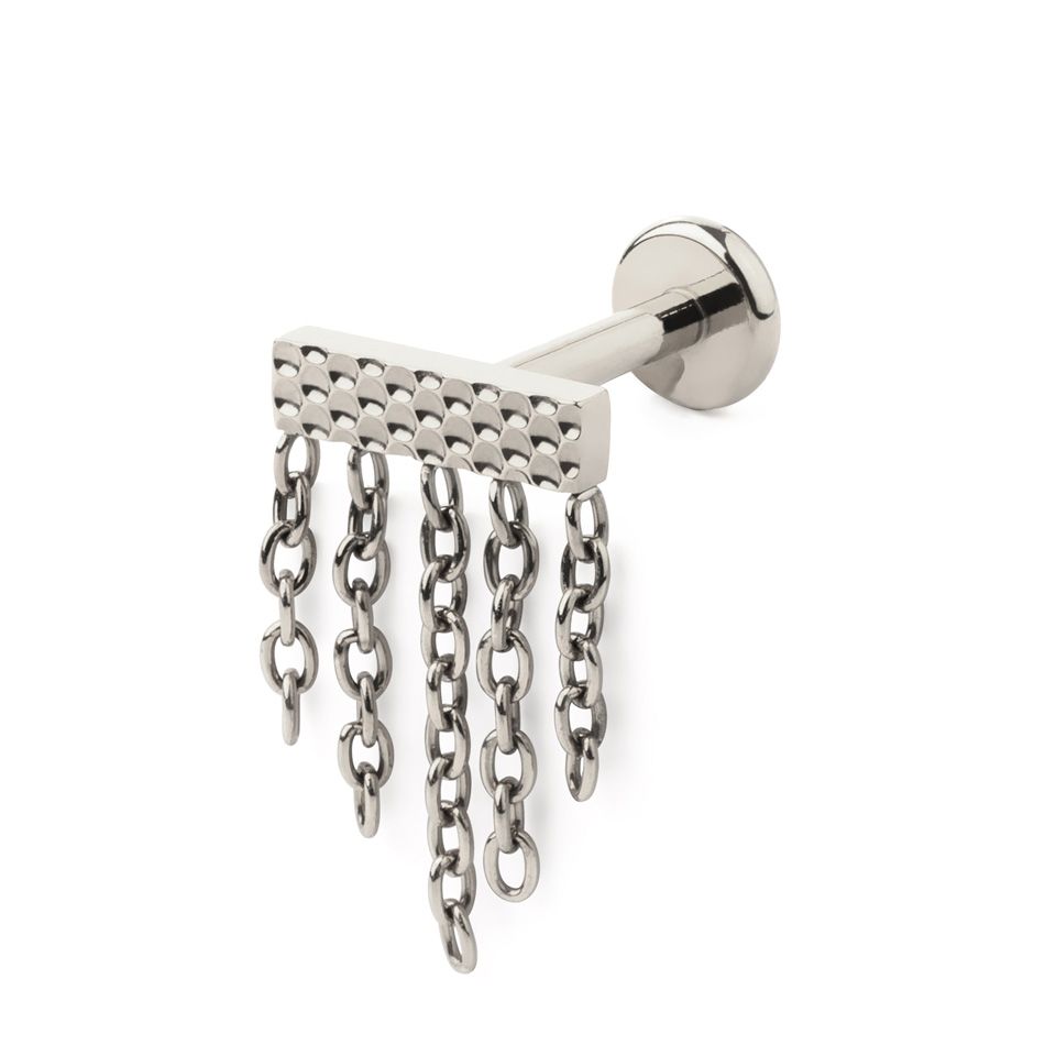 Rechthoekige labret met kettinkjes