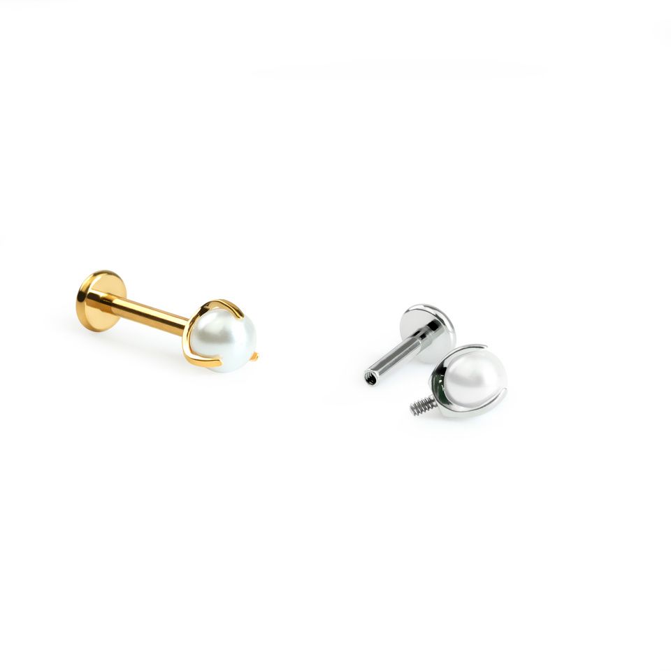 Titanium labret met parel