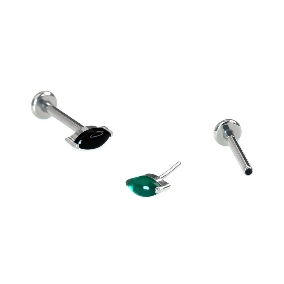 Titanium labret met natuurlijke steen
