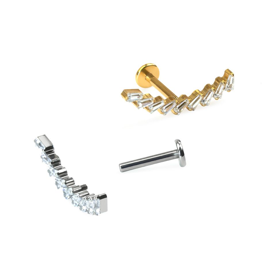 Titanium labret met boogje van stenen