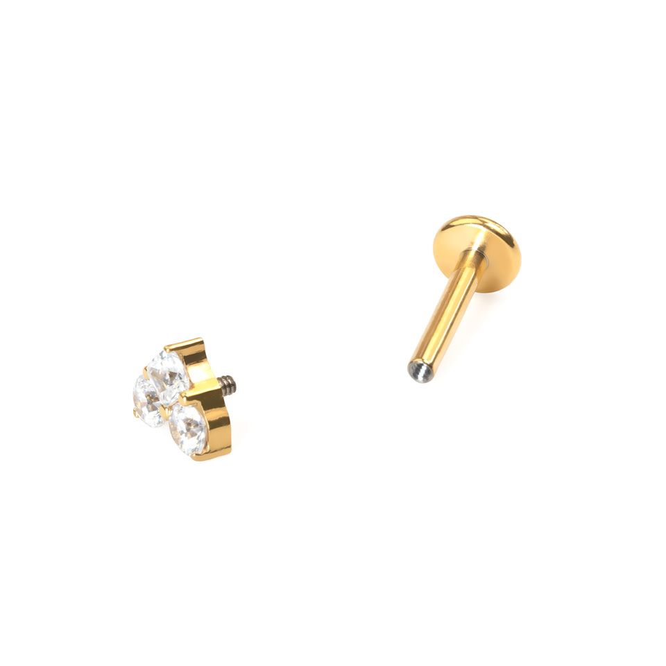 Hartvormige titanium labret met steentjes