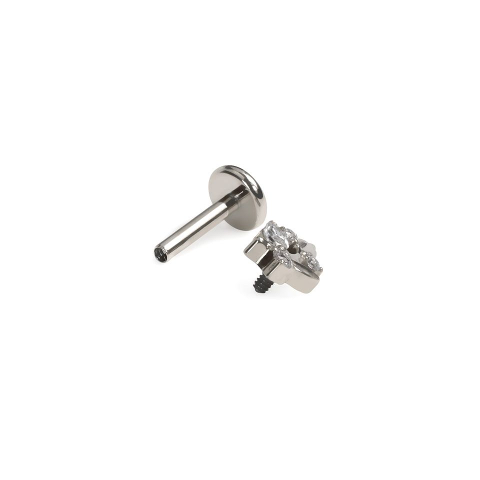 Titanium labret met blaadjes en steentjes