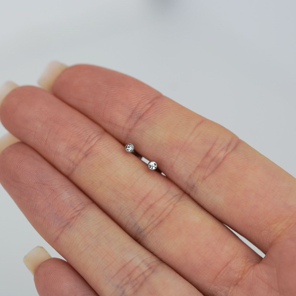 Labret met klein steentje en interne schroefdraad