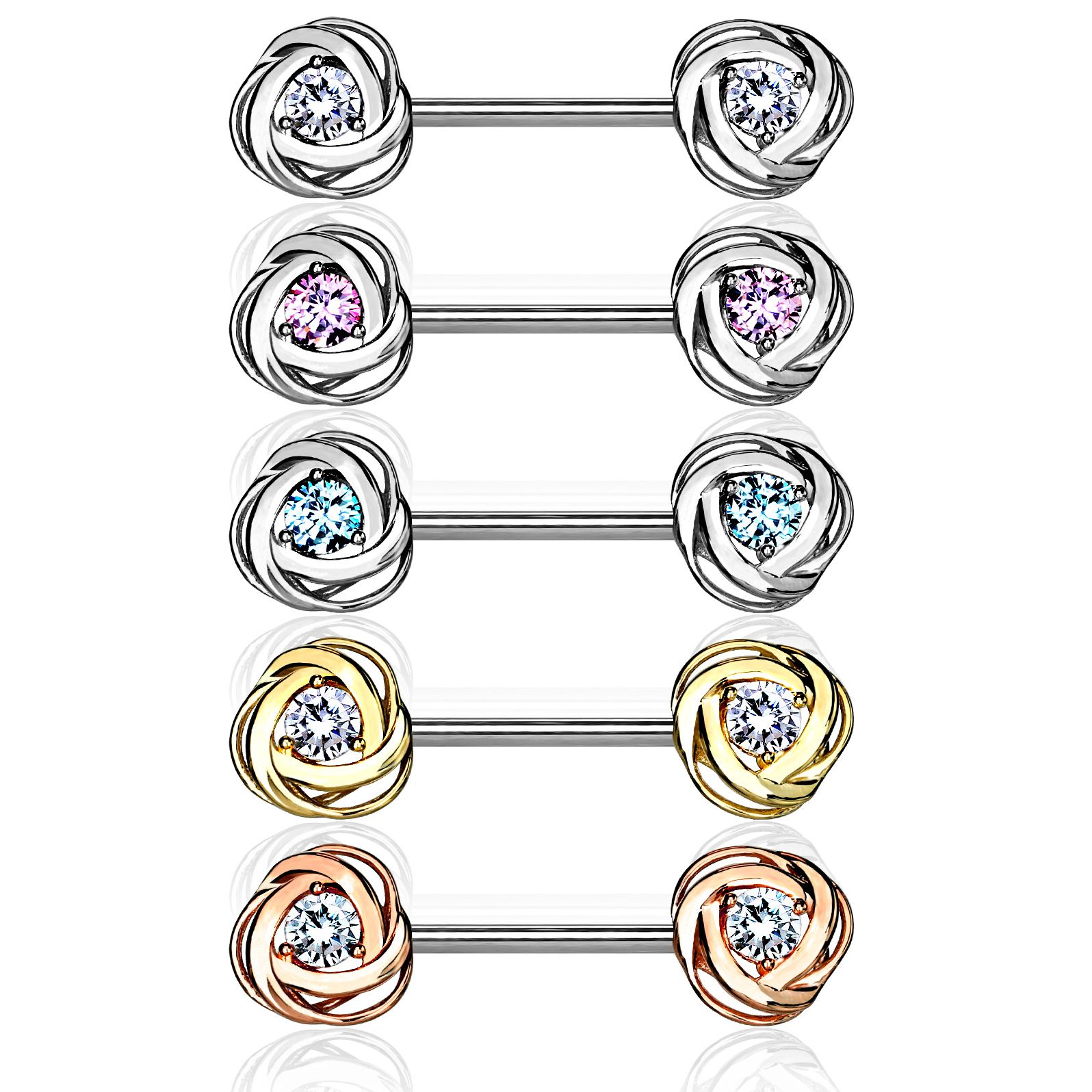 Tepelpiercing met rozen en steentjes