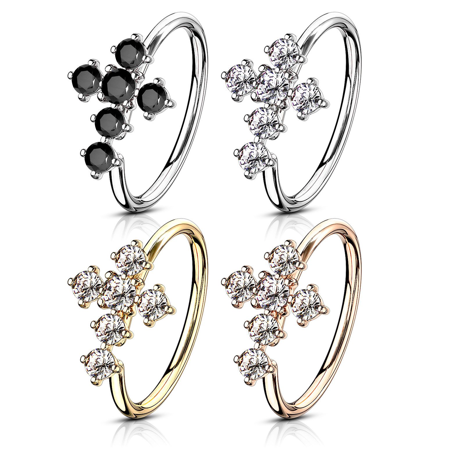 Ring met kruis van steentjes