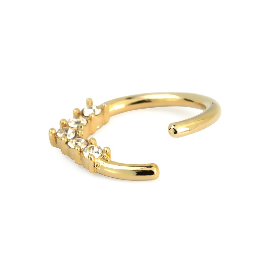 Gesloten ring met V-vorm en steentjes