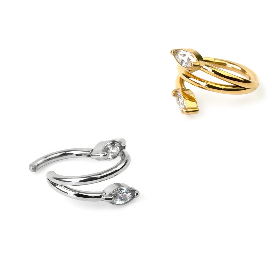 Segmentring met duo-effect en steentjes