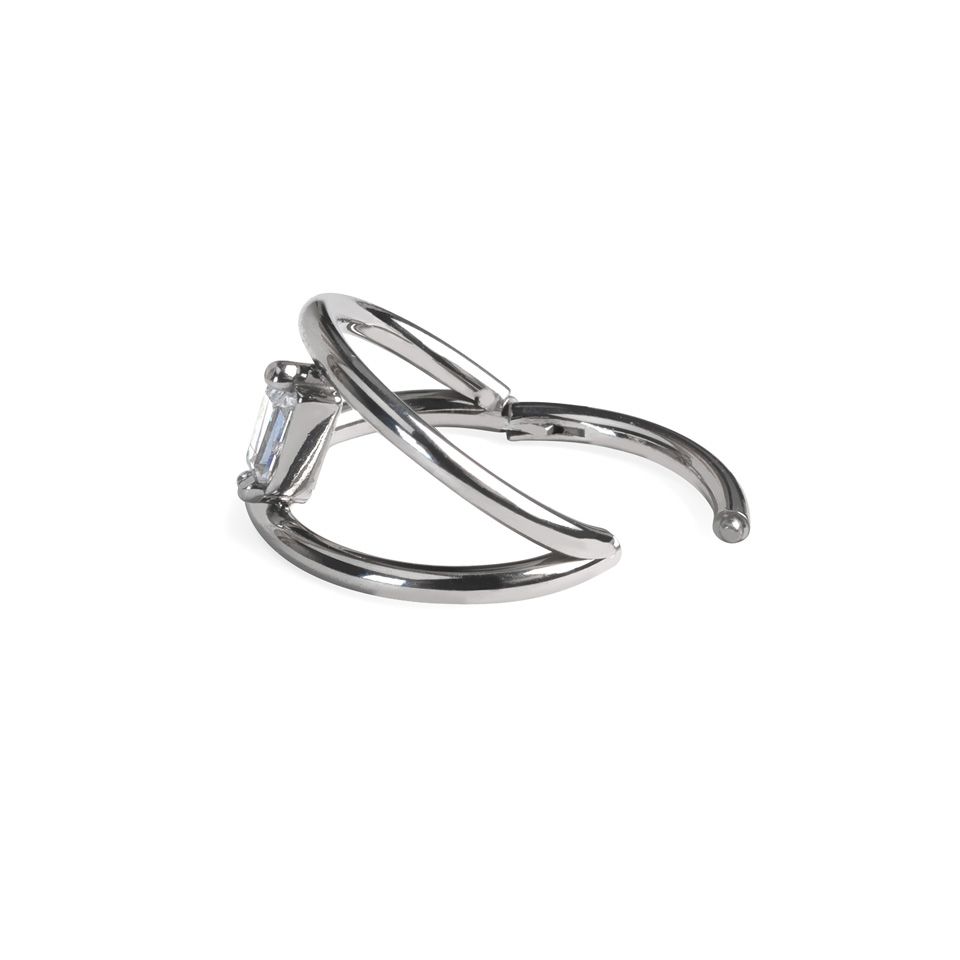  Titanium dubbele ring met verbindende steen