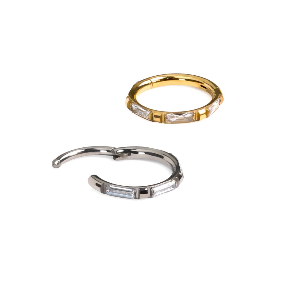Titanium ring met baguette stenen
