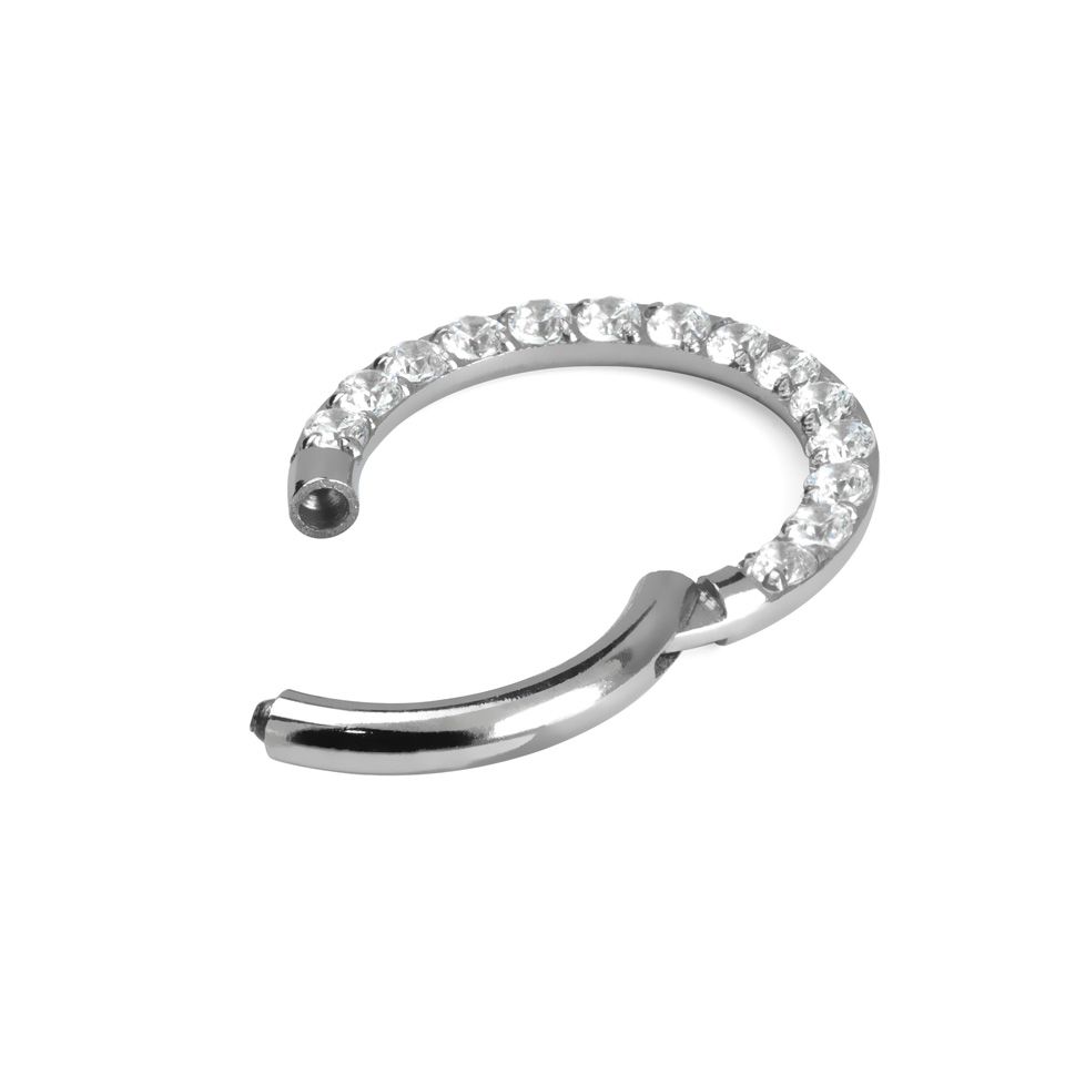 scharnier ring van titanium met rij steentjes