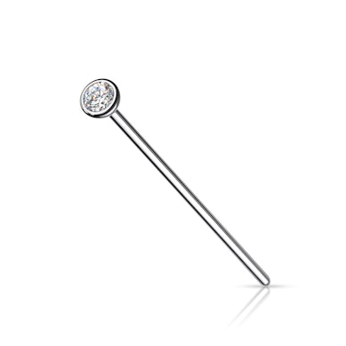 Fishtail titanium neuspiercing met steen
