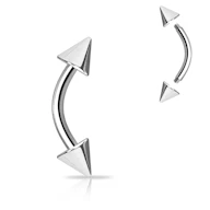 Gebogen staafje met spikes uit titanium