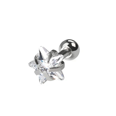 Oorpiercing set met stervormige steentjes