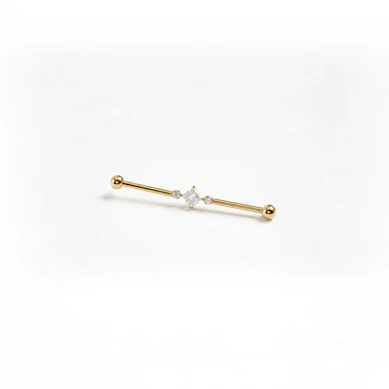 Titanium industrial barbell met vierkante centrale steen