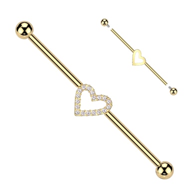 Titanium industrial barbell met centraal hartje