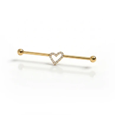 Titanium industrial barbell met centraal hartje