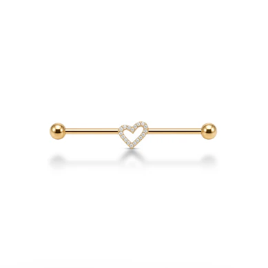 Titanium industrial barbell met centraal hartje