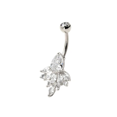 Navelpiercing met ovale steentjes