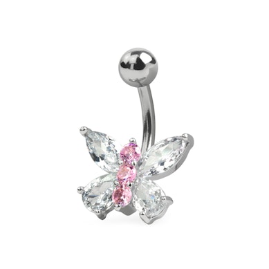 Navelpiercing met een vlinder uit kristal