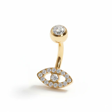 Titanium navelbarbell met evil eye