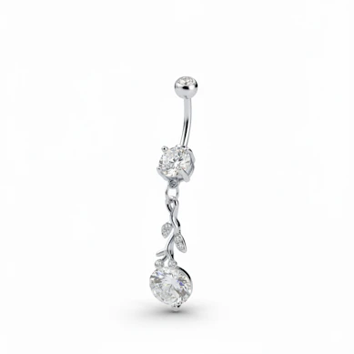 Navelpiercing met vertakte hanger en steentjes