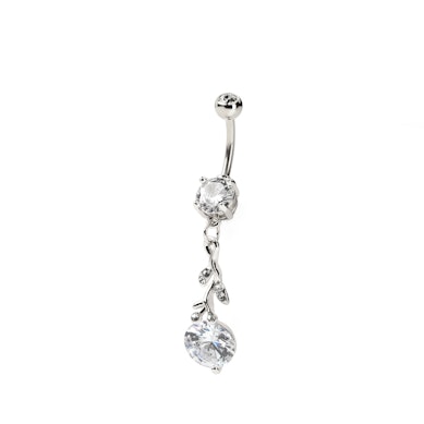 Navelpiercing met vertakte hanger en steentjes