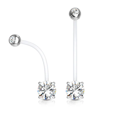 Navelpiercing voor zwangeren met gekleurde steentjes