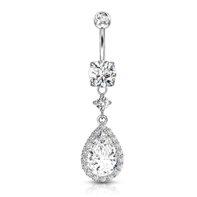Navelpiercing met druppelvormige steen in hanger