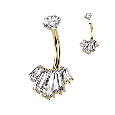 Navelring met baguette steentjes