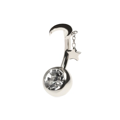 Titanium navel piercing met zwevende maan en ster