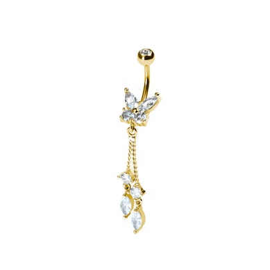 Vlinder navel piercing met hangertje