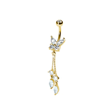 Vlinder navel piercing met hangertje