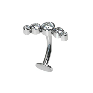 Zwevende titanium navel ring met kristallen