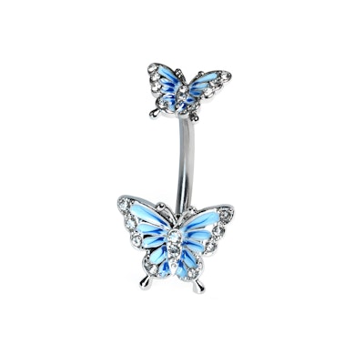 Dubbele vlinder navel barbell