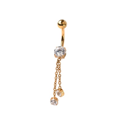 Titanium navel ring met kettinkjes en steentjes