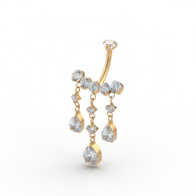 Titanium navelbarbell met hangende juwelen