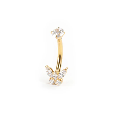 Eenvoudige titanium navelring met vlinder