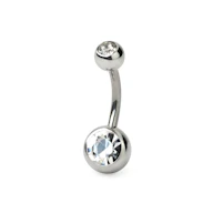 Titanium navelring met twee steentjes