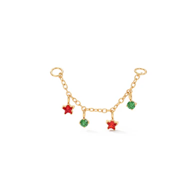 Piercingketting met sterren en kerstballen