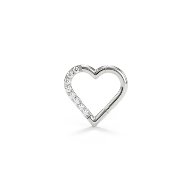Hartvormige ring uit titanium met CZ stenen