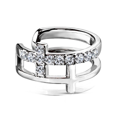 Earcuff met dubbel kruis