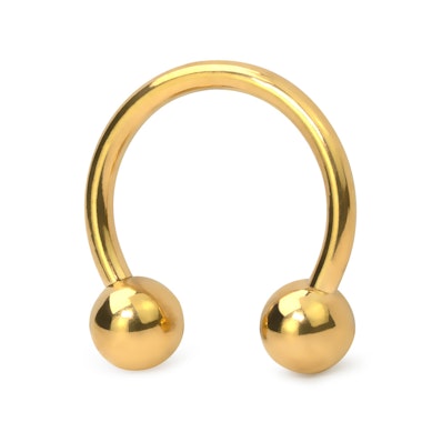 Hoefijzer van gekleurd titanium met inwendig schroefdraad