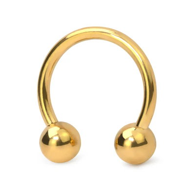 Hoefijzer van gekleurd titanium met inwendig schroefdraad