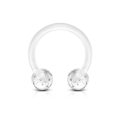 Hoefijzer van acryl met glitterballetjes