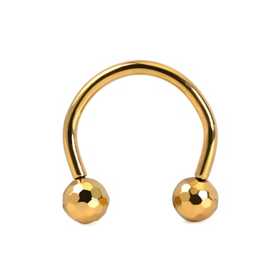 Hoefijzer van titanium met facet balletjes