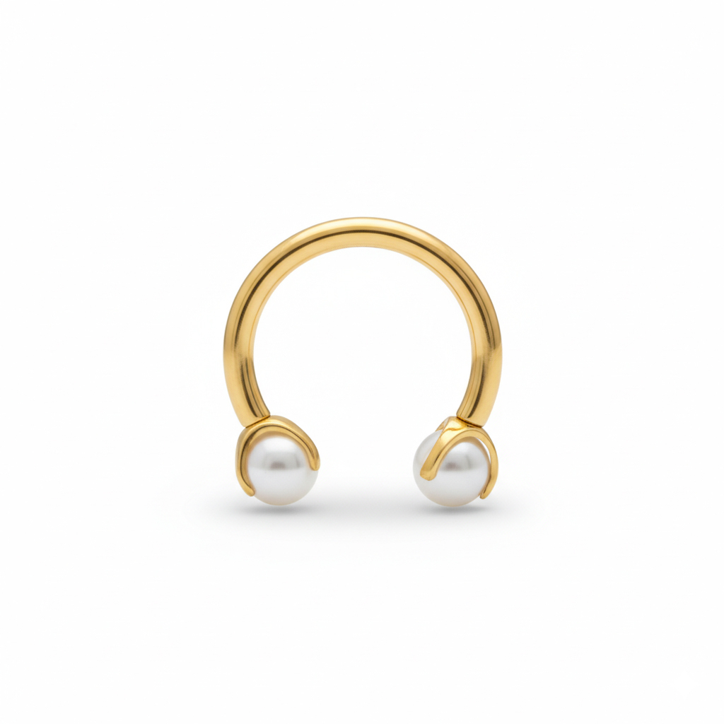 Titanium hoefijzer met parels