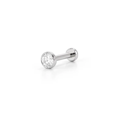 Push-in labret van titanium met bezel-gezet steentje