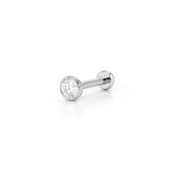 Push-in labret van titanium met bezel-gezet steentje